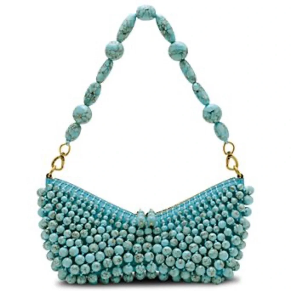 cult gaia Turquoise Beaded Mercier Shoulder Bag with box + dustbag - Picture 2 of 13